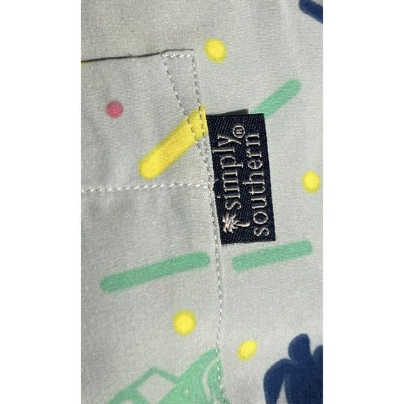 Mens Simply Southern Life Of The Party Button Shirt Beachy Jeep Dogs Turtles M - Picture 4 of 6